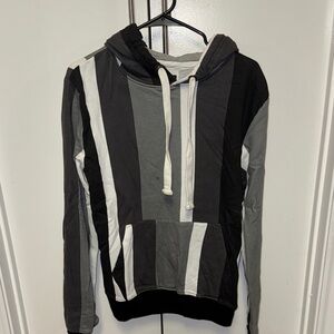 Striped Black and Gray Hoodie